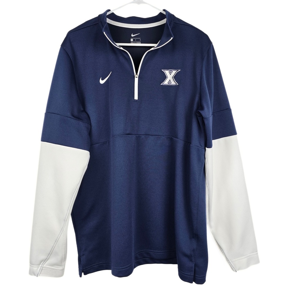 Nike Xavier University Musketeers Navy Blue Quarter Zip Pullover Mens Large